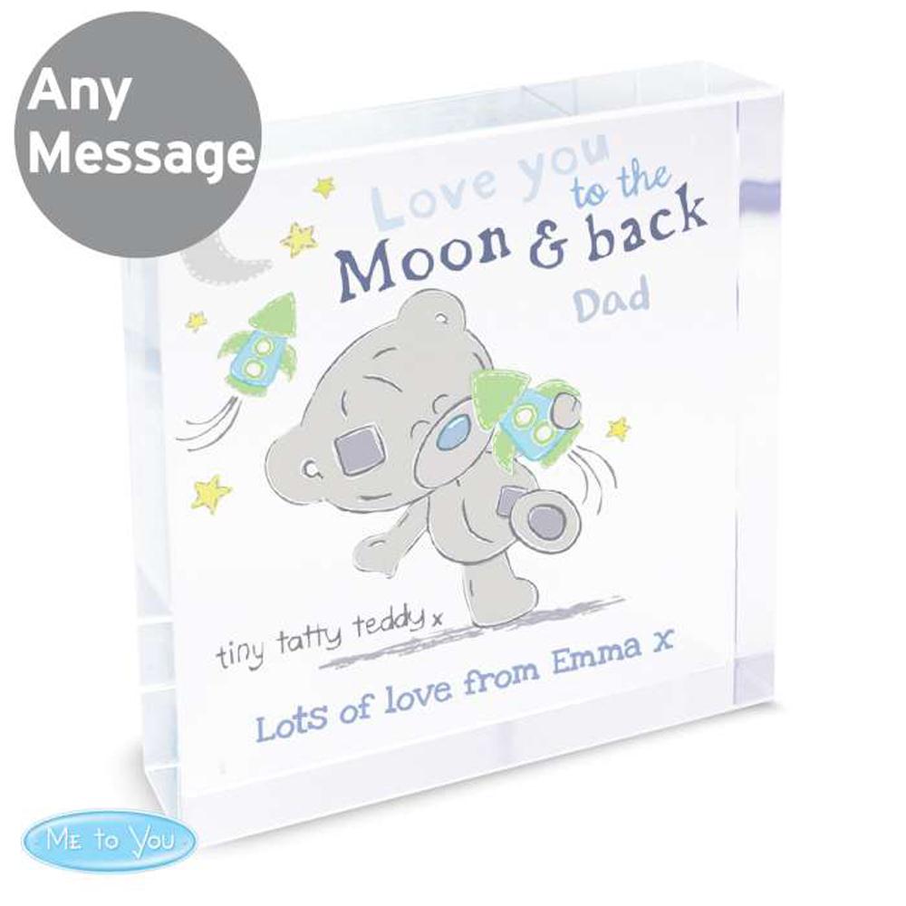 Personalised Tiny Tatty Teddy Moon & Back Large Crystal Block Extra Image 3